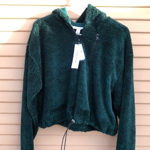 topshop green zip hoodie
